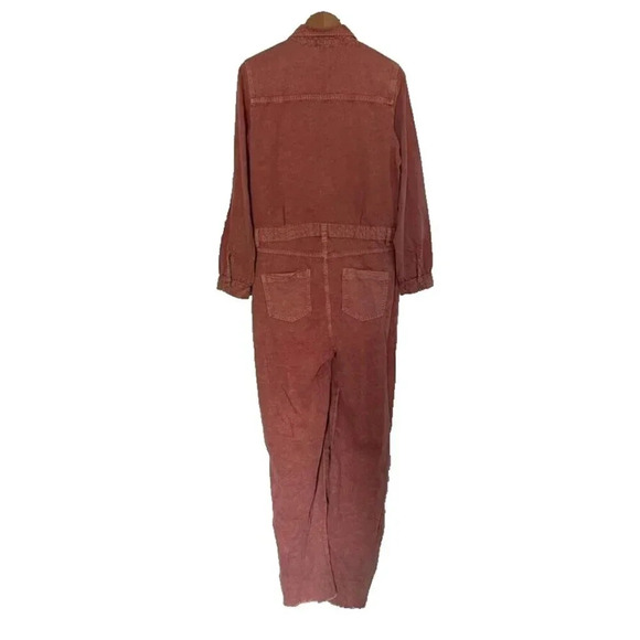 ba&sh Dova Denim Coverall Jumpsuit in Rose Pink Size Large - Picture 2 of 8